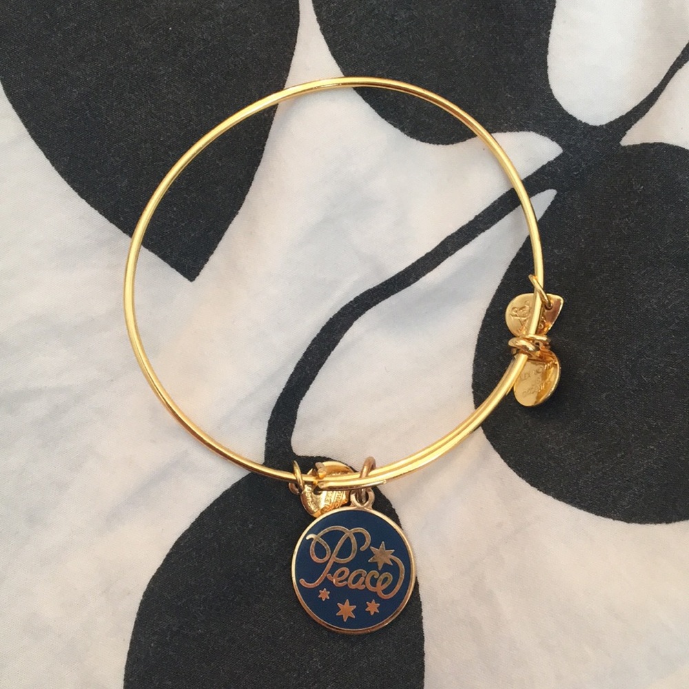 Alex and Ani “Peace” blue gold bracelet